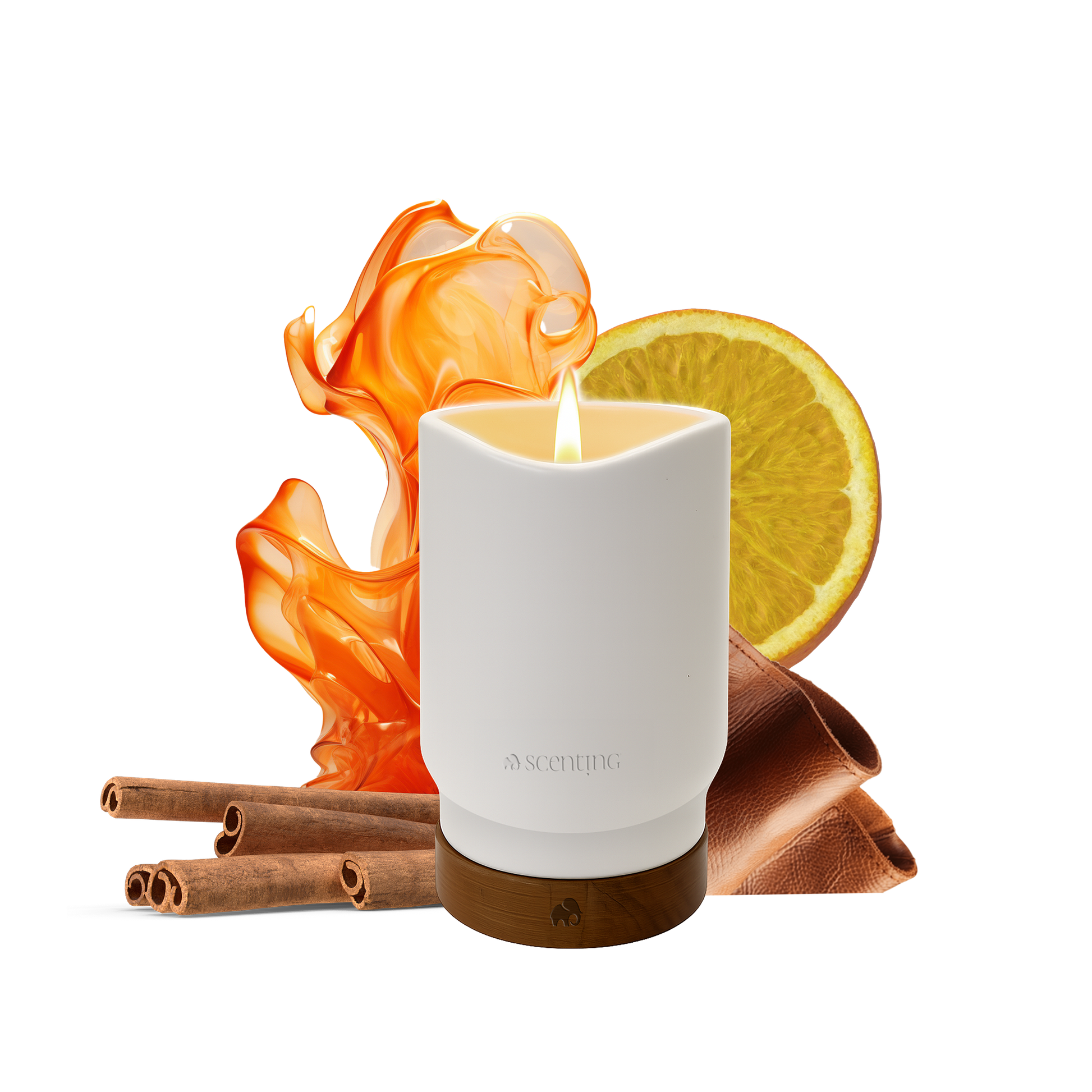 Amber & Leather Scented Candle, 450g - Scenting