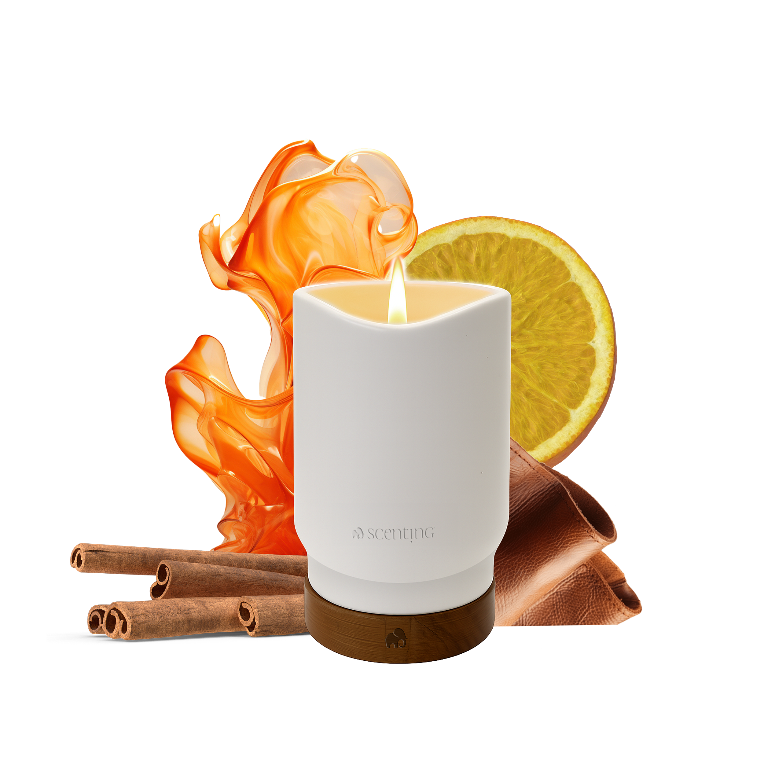 Amber & Leather Scented Candle, 450g - Scenting